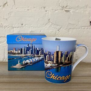 Chicago IL Mug The Postcard Factory (PCF) Bright Art Graphics Wrap Around Design